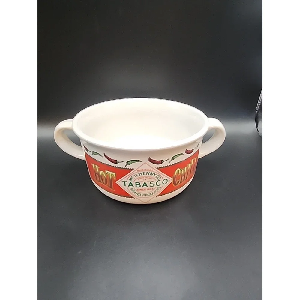 Vintage Tabasco Chili Ceramic Bowls Set Of 2 With‎ Double Handles